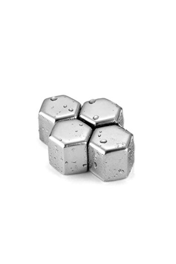 Doty Set 4 stainless steel hexagonal cooling cubes for beverages, reusable,