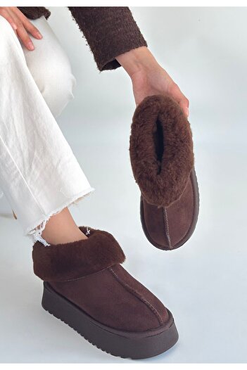 pabucmarketi Brown Suede Women's Flat Boots