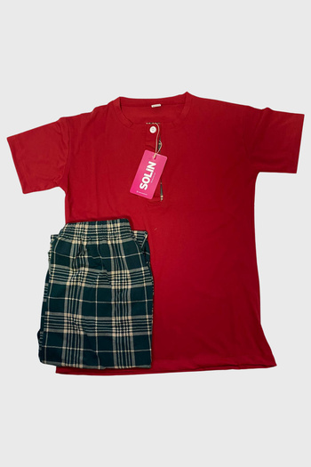 nasbina Women's Short Sleeve Half Button Pajama Set