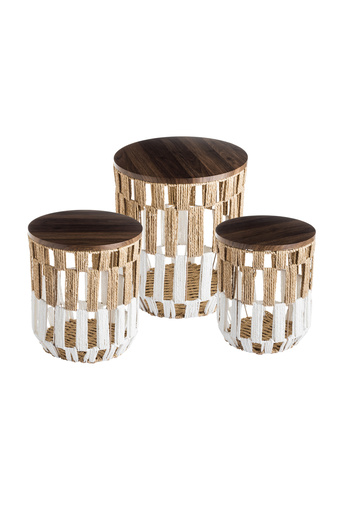 casa rosa Wooden Serving Center Tables Set Of 3 Pieces