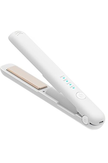 OEM Wireless and Portable Hair Straightener, Ceramic Coating, White, with 4 Temperature Levels, Curling