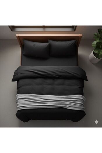 Belsina Home Double Black Duvet Cover & Quilt Cover 200X220 cm 80% Cotton