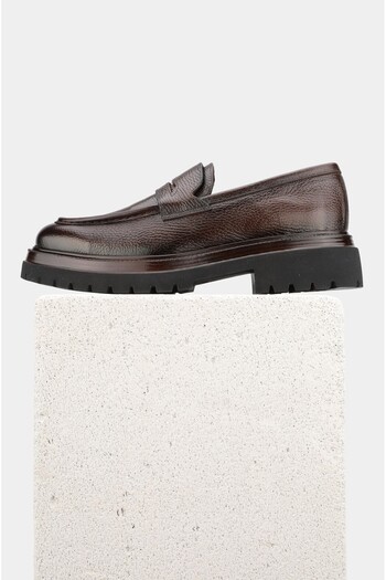 TUNAELLİ Men's Brown Genuine Natural Leather Size 39-45 Eva Sole Loafer Shoes