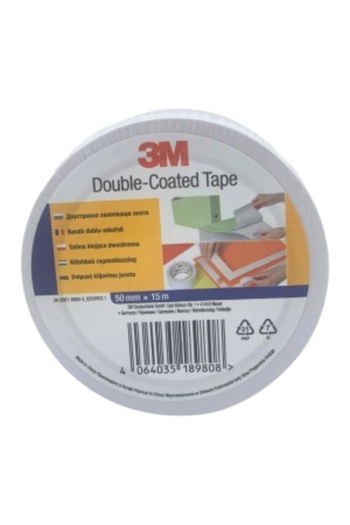 3M Double-Coated Tape, 50 mm x 15 meters, White, Double Adhesive