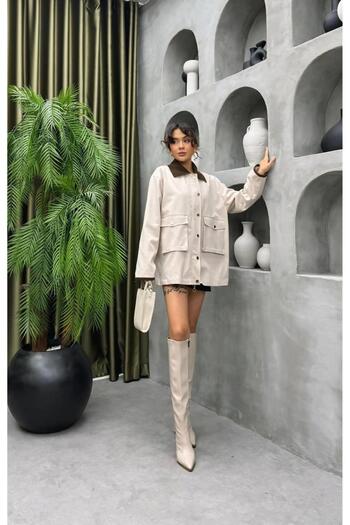 Cardella Premium Quality Velvet Collar Alternative Oversized Women's Jacket Trench Coat Hijab Friendly