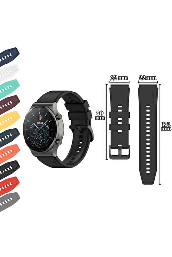 G FINITY Premium Silicone SmartWatch Strap, Set of 10 Straps, 22 mm, Black Buckle, Universal Compatibility