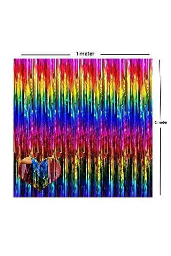 MARKQ Rainbow Foil Fringe Curtain 1x2m Metallic Tinsel Party Backdrop for Birthday Wedding Baby Shower [2]