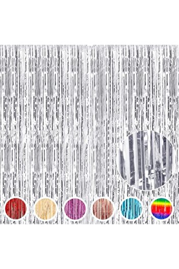 MARKQ Silver Foil Fringe Curtain 1x2m Metallic Tinsel Party Backdrop for Birthday Wedding Eid [1]