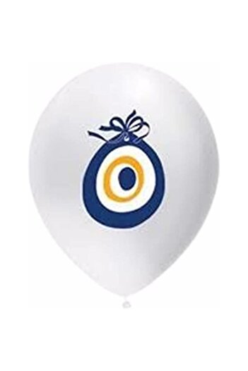 İSTOÇ PARTİ Evil Eye Bead Printed Circumcision Party White Color Printed Balloon 10 Pieces