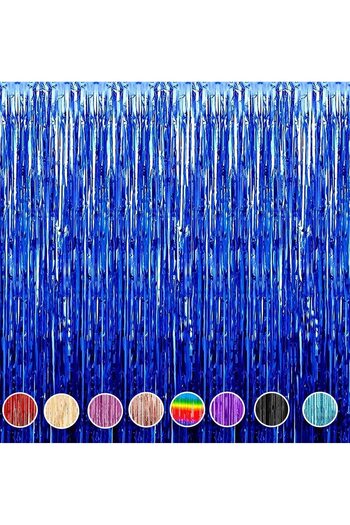 MARKQ Royal Blue Foil Fringe Curtain 1x2m Metallic Tinsel Party Backdrop for Birthday Wedding Eid [1]