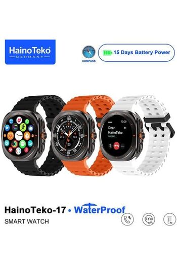 HAINOTEKO Haino Teko 17 Waterproof Smartwatch with 3 Set Strap and Wireless Charger For Men and Boys (Black)