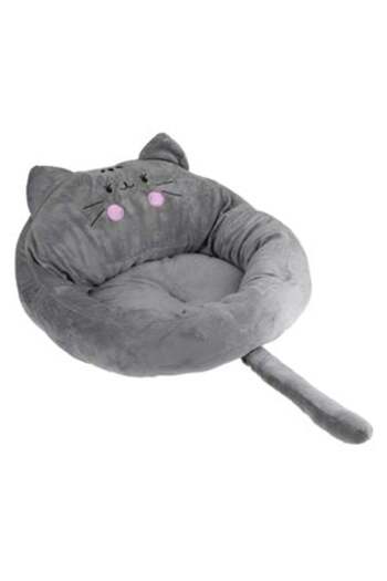 OEM Cat Bed - Round Grey with Ears & Tail, Ø50 cm