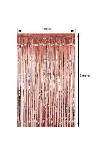 MARKQ Rose Gold Foil Fringe Curtain 1x2m Metallic Tinsel Party Backdrop for Birthday Wedding Eid [1]