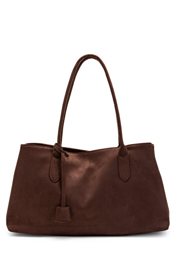 minebag Suede Magnet Closure Diaz Handle Bag Brown
