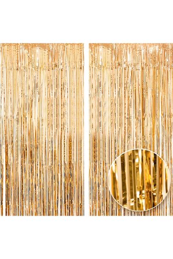 MARKQ Gold Foil Fringe Curtain 1×2m Metallic Tinsel Party Backdrop for Birthday, Wedding, Baby Shower [2]