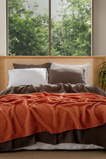 MYLASA HOME Muslin Bedspread Ultra Soft High Quality 4 Layers Muslin Pike (Single Size (240X240 cm)