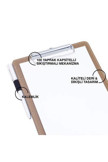 2K Secretary, A5 Small Size, Without Cover, A5 Clipboard Vegan Faux Leather, 17.5X24.5 Cm., Mink