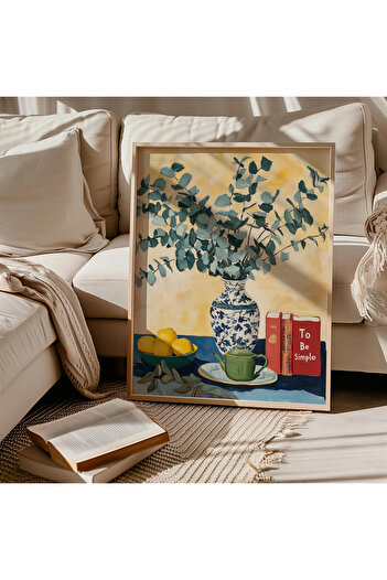 Tuba Decor Tek Parça Ahşap Çerçeveli Oturma Odası Salon Mutfak Tablo