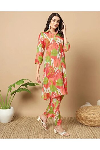 iza Multicoloured Cotton Printed Co-ord Set