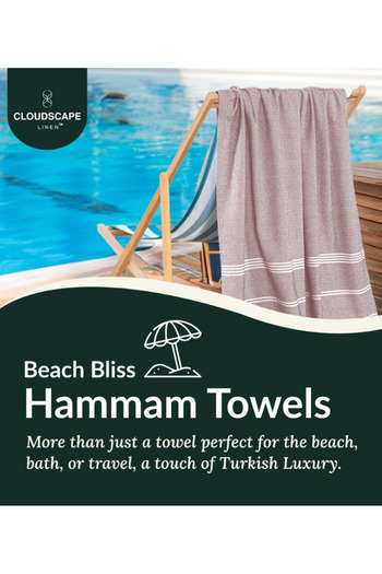Cloud Scape Linen Turkish Beach Towel Set of 2, 39x71 inches Oversized Lightweight 100% Cotton Hammam Towel