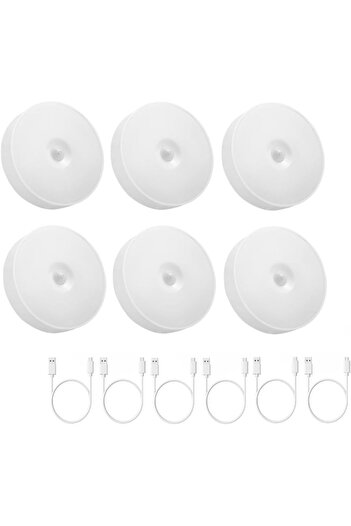 NEXIFY 6Pcs Led Night Light Motion Sensor Light Lamp USB Rechargeable Wireless Cabinet Light 2 Color Mode