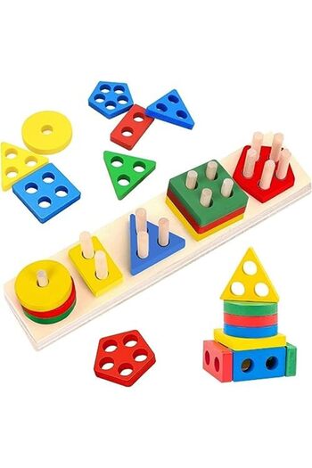 NEXIFY Educational Toys for 1 to 3-Year-Old Boys Girls Color Recognition Stacker Shape SorterKids