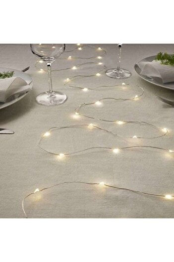 GOLD MARKET Battery-operated Christmas lights, linear, 20 m, 200 LEDs, warm white, thin copper wire