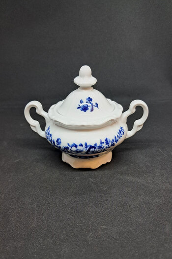 Weımar Porcelain Cobalt Blue Vintage Sugar Bowl 170 ml