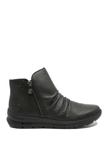 Rieker Women's boots with two zippers, Rieker, black, made of grained leather