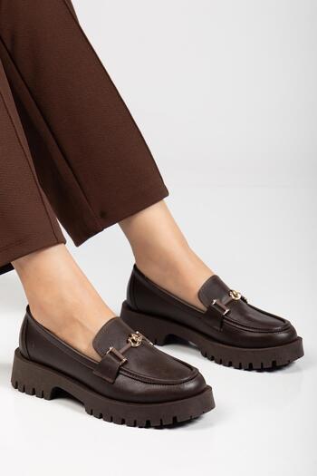 SUİNS SHOES Suins Premium Chapel Model Buckle Detailed Women's Black Brown Loafer Shoes