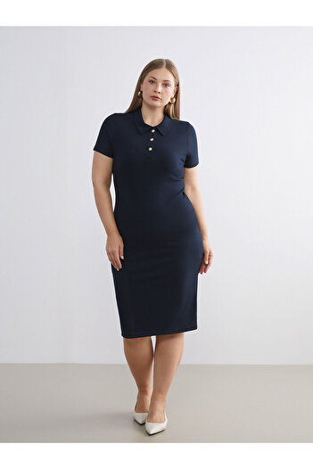 LC Waikiki New Season Polo Neck Ribbed Dress