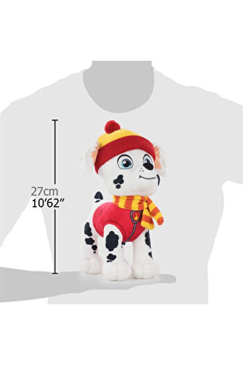 Nickelodeo Paw Patrol Marshall Plush 27 cm in Winter Clothes, Soft Toy and Full of Adventure