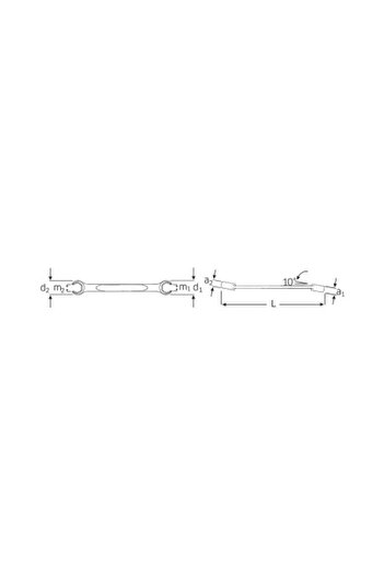 STAHLWILLE 41080810, Double Pipe Wrench, No. 24, Hexagon, Metric, 10° Angled Head, Chrome Finish, M