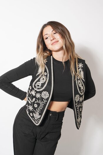 Pafi Moda Eyen Patterned Vest Black