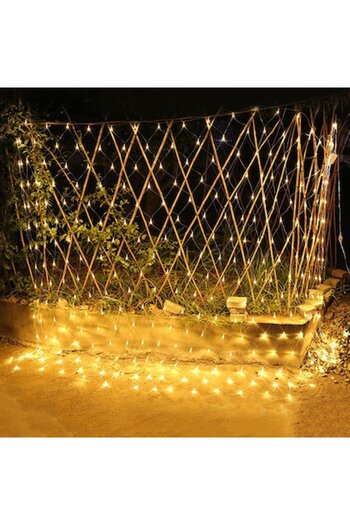 GOLD MARKET Christmas Light Net, 8 light modes, 3m x 3m, 320 LEDs, Warm White, Transparent Cable, Interconnectab
