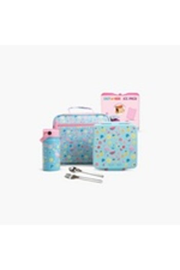 zmzm Jumbo Bento Lunch Box by Easy Kids with Water Bottle, Lunch Bag, and Accessories Set - Flamingo - Pi