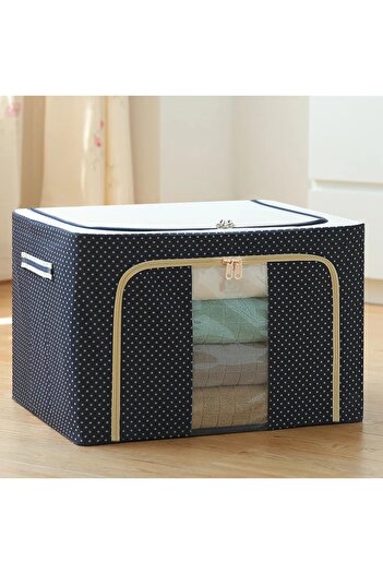 OEM Foldable storage box 66 L, 50x40x33 cm, 2 windows, metal frame, navy blue