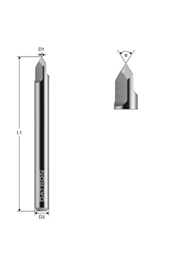 Datron Balanced Engraving Bit, 0068282 G, 30 degrees, 0.10 x 6.0 mm