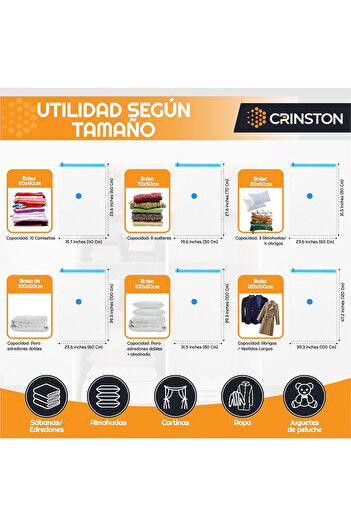 OEM Clothes vacuum bags, set of 6 pieces | 3 pieces 100x80 cm + 3 pieces 80x60 cm
