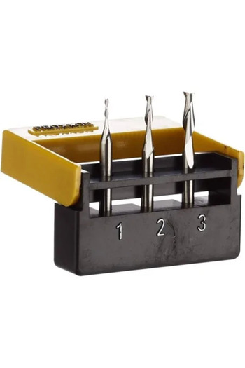 JollyMag New Set of 3 tungsten milling cutters, 2 flutes, Proxxon 27116, 1.0-2.0-3.0 mm, shaft 3.0 mm