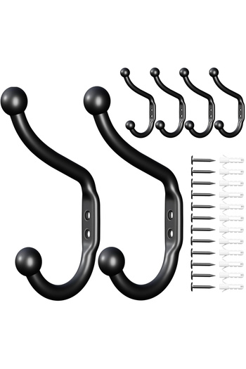 OEM Black stainless steel hooks for bathroom, hallway, kitchen, 10 pieces with accessories