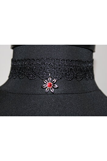 Mournbelle Çelik Çiçek Charmlı Çiçekli Dantel Choker