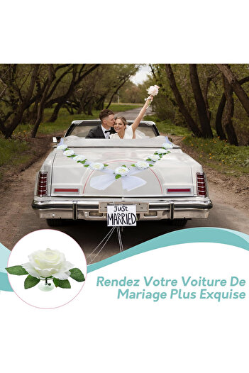 OEM Wedding car decorations, with 9 white artificial flowers