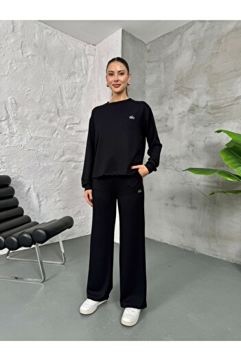 Elif Özbey Butik Black Modal Crew Neck Sweat Set
