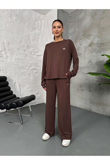 Elif Özbey Butik Brown Modal Crew Neck Sweat Set