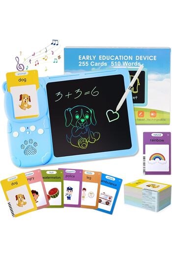 VALA Tableta LCD 2 in 1 pentru copii, interactiva si educationala, scris si desenat, 255 carduri cu 510 c