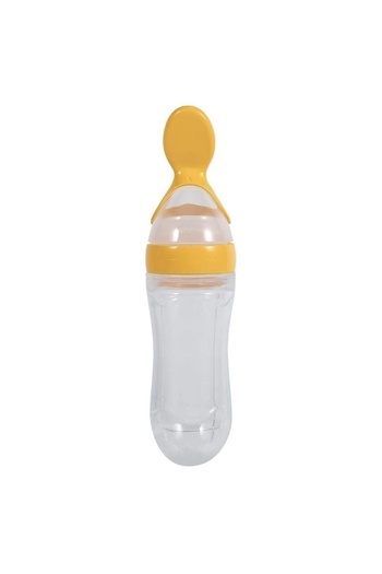 Generic Silicone baby feeding bottle or spoon, to make it easier for babies to feed semi-solid foods, cereals or purees.