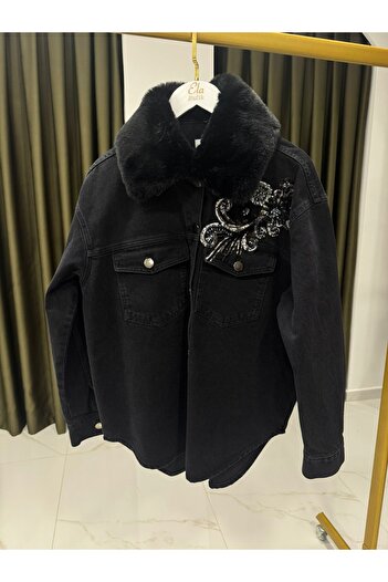 Missemramiss 4909 Fur Embroidered Denim Jacket