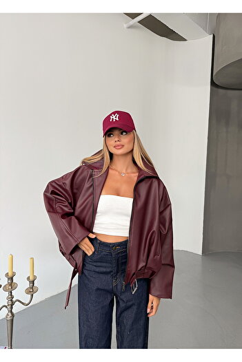 gentofSKY Trend Belted Bomber Leather Jacket