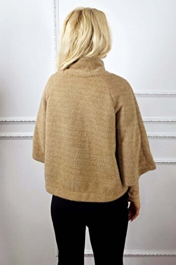 FashionForYou Bolero with three-quarter sleeves, VORRA and pearl cufflinks, Brown, Size S/M